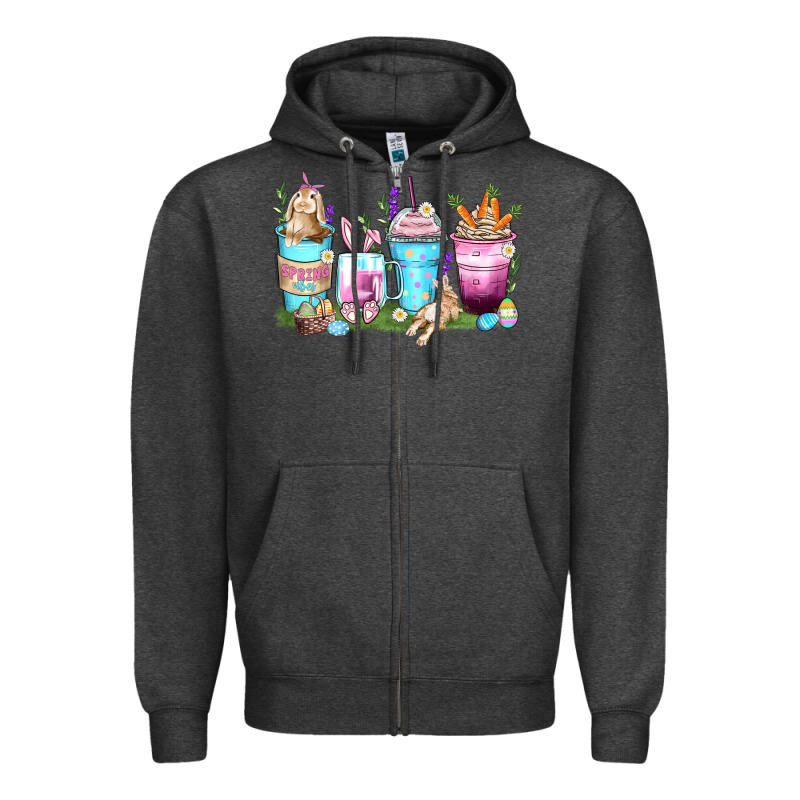 Rabbit Coffee Cups Zipper Hoodie by Zillion Design Studio | Teevron