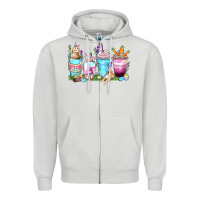 Dove Grey rabbit coffee cups Zipper Hoodie - Zillion Design Studio