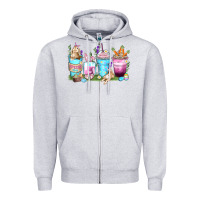 Heather Grey rabbit coffee cups Zipper Hoodie - Zillion Design Studio