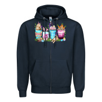 Navy rabbit coffee cups Zipper Hoodie - Zillion Design Studio