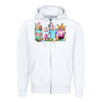 White rabbit coffee cups Zipper Hoodie - Zillion Design Studio