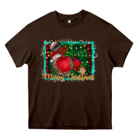 Chocolate Brown merry Christmas teacher Heavy Core Tee - CowhideDigitalArt