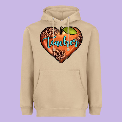 Teacher Heart Heavyweight Hoodie Designed By Jahusdesignshop