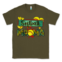Army Green softball mama with leopard Classic Tee - Zillion Design Studio