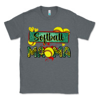Charcoal Heather softball mama with leopard Classic Tee - Zillion Design Studio