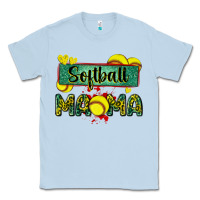 Dusty Blue softball mama with leopard Classic Tee - Zillion Design Studio