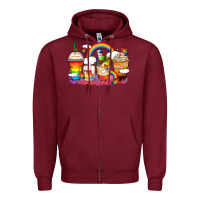 Burgundy rainbow coffee cups Zipper Hoodie - Zillion Design Studio