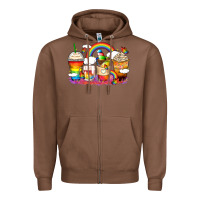 Chestnut rainbow coffee cups Zipper Hoodie - Zillion Design Studio