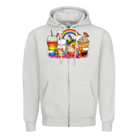 Dove Grey rainbow coffee cups Zipper Hoodie - Zillion Design Studio