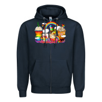 Navy rainbow coffee cups Zipper Hoodie - Zillion Design Studio