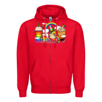 Red rainbow coffee cups Zipper Hoodie - Zillion Design Studio