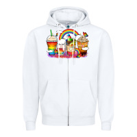 White rainbow coffee cups Zipper Hoodie - Zillion Design Studio