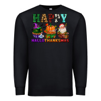 Black happy hallothanksmas with cupcakes Premium Sweatshirt - AdoDesignShop