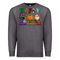 Charcoal Heather happy hallothanksmas with cupcakes Premium Sweatshirt - AdoDesignShop