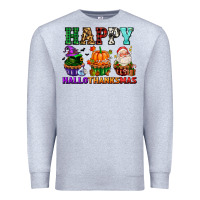 Heather Grey happy hallothanksmas with cupcakes Premium Sweatshirt - AdoDesignShop