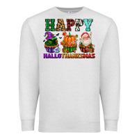 Oatmeal Heather happy hallothanksmas with cupcakes Premium Sweatshirt - AdoDesignShop