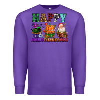 Purple happy hallothanksmas with cupcakes Premium Sweatshirt - AdoDesignShop