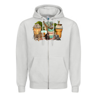 Dove Grey safari animals coffee cups Zipper Hoodie - Zillion Design Studio