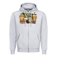 Heather Grey safari animals coffee cups Zipper Hoodie - Zillion Design Studio