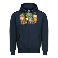 Navy safari animals coffee cups Zipper Hoodie - Zillion Design Studio
