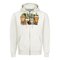 Oatmeal Heather safari animals coffee cups Zipper Hoodie - Zillion Design Studio