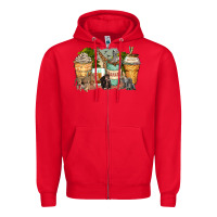 Red safari animals coffee cups Zipper Hoodie - Zillion Design Studio