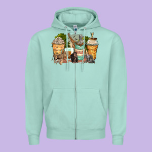 Safari Animals Coffee Cups Zipper Hoodie Designed By Zillion Design Studio