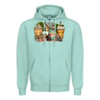 Seafoam safari animals coffee cups Zipper Hoodie - Zillion Design Studio