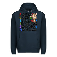 Navy always unique autism Premium Hoodie - MaliasSmallBusiness