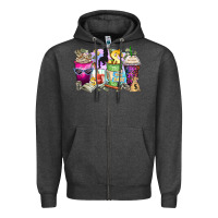 Charcoal Heather boss babe coffee cups Zipper Hoodie - Zillion Design Studio