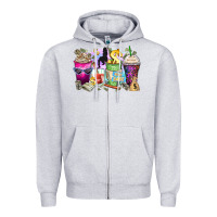 Heather Grey boss babe coffee cups Zipper Hoodie - Zillion Design Studio