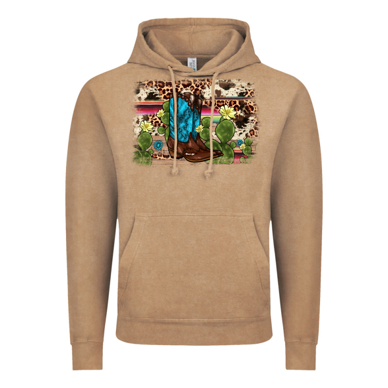 Cactus Boot Background Vintage Hoodie by AdoDesignShop | Teevron