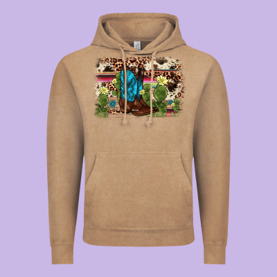 Cactus Boot Background Vintage Hoodie Designed By Adodesignshop