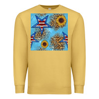 Antique Gold american star and sunflower seamless  pattern Premium Sweatshirt - BundleAndBundleShop