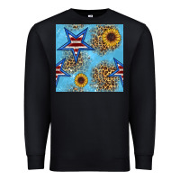 Black american star and sunflower seamless  pattern Premium Sweatshirt - BundleAndBundleShop