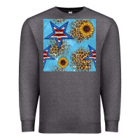 Charcoal Heather american star and sunflower seamless  pattern Premium Sweatshirt - BundleAndBundleShop