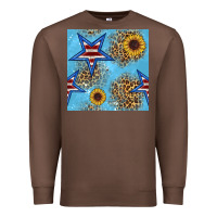 Chestnut american star and sunflower seamless  pattern Premium Sweatshirt - BundleAndBundleShop
