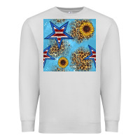 Dove Grey american star and sunflower seamless  pattern Premium Sweatshirt - BundleAndBundleShop