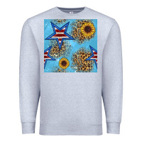 Heather Grey american star and sunflower seamless  pattern Premium Sweatshirt - BundleAndBundleShop