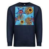 Navy american star and sunflower seamless  pattern Premium Sweatshirt - BundleAndBundleShop
