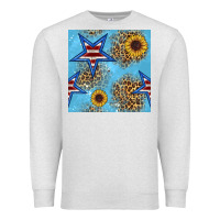 Oatmeal Heather american star and sunflower seamless  pattern Premium Sweatshirt - BundleAndBundleShop