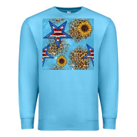 Ocean Blue american star and sunflower seamless  pattern Premium Sweatshirt - BundleAndBundleShop