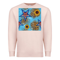 Pale Pink american star and sunflower seamless  pattern Premium Sweatshirt - BundleAndBundleShop
