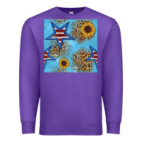 Purple american star and sunflower seamless  pattern Premium Sweatshirt - BundleAndBundleShop
