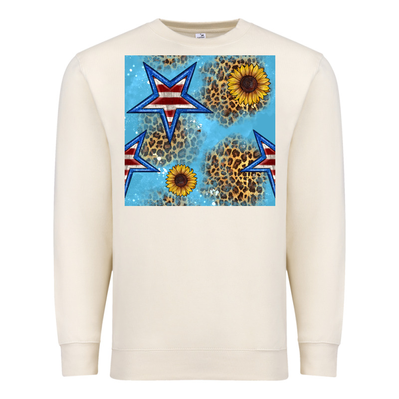 American Star And Sunflower Seamless  Pattern Premium Sweatshirt by BundleAndBundleShop | Teevron