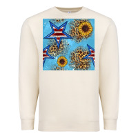 Sandshell american star and sunflower seamless  pattern Premium Sweatshirt - BundleAndBundleShop