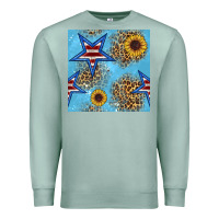 Seafoam american star and sunflower seamless  pattern Premium Sweatshirt - BundleAndBundleShop