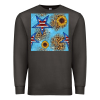 Smoke american star and sunflower seamless  pattern Premium Sweatshirt - BundleAndBundleShop