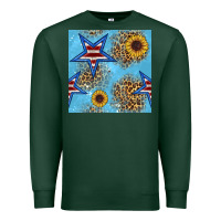 Sports Green american star and sunflower seamless  pattern Premium Sweatshirt - BundleAndBundleShop