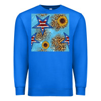 True Royal american star and sunflower seamless  pattern Premium Sweatshirt - BundleAndBundleShop